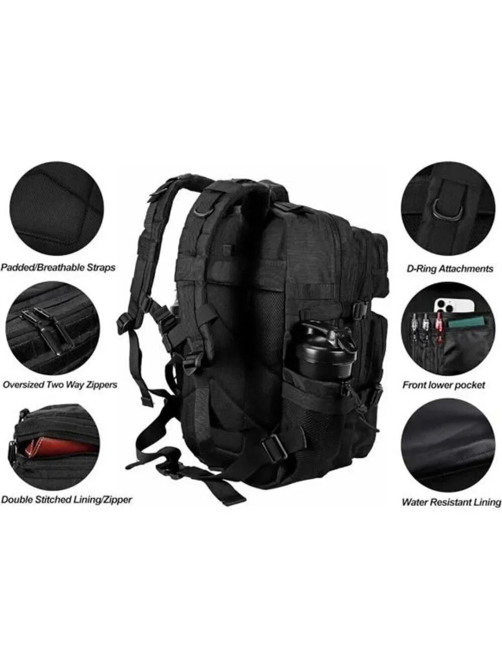 LHI Tactical Backpack 45L Military Molle Hiking Camping Survival Rucksack